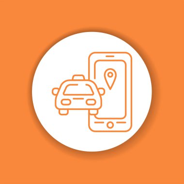 Araba konumu renk simgesi. Çevrimiçi mobil uygulama taksi servisi. Web için piktogram, mobil uygulama, tanıtım.