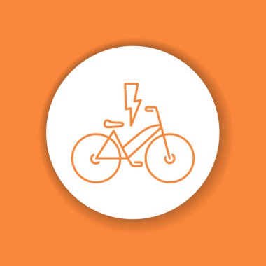 Elektrikli bisiklet rengi sembol. Şehir taşımacılığı. İnternet için piktogram, mobil uygulama, tanıtım. UI UX tasarım ögesi.