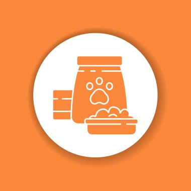 Evcil hayvanlar için renkli sembol. Özel ürünler sadece evcil hayvanları beslemek içindir. Web sayfası için piktogram, mobil uygulama, tanıtım. UI UX Arayüz tasarım ögesi