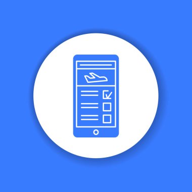 Flight booking in smartphone color glyph icon. Pictogram for web page