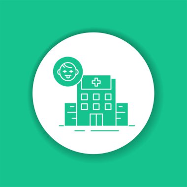 Pediyatrik klinik renk sembolü. Tıbbi hizmet ve tedavi çocukları. Web sayfası için piktogram, mobil uygulama, tanıtım. UI UX Arayüz tasarım ögesi