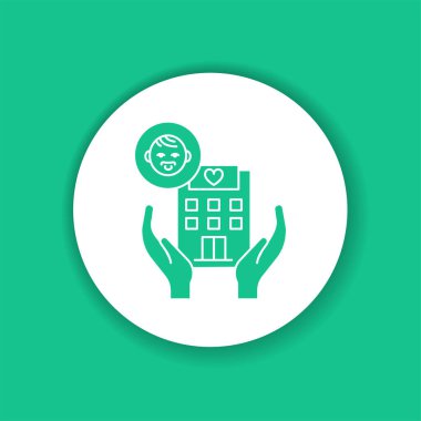 Pediyatrik bakımevi renk sembolü. Palyatif olarak çocuklara yardım. Web sayfası için piktogram, mobil uygulama, tanıtım. UI UX Arayüz tasarım ögesi.