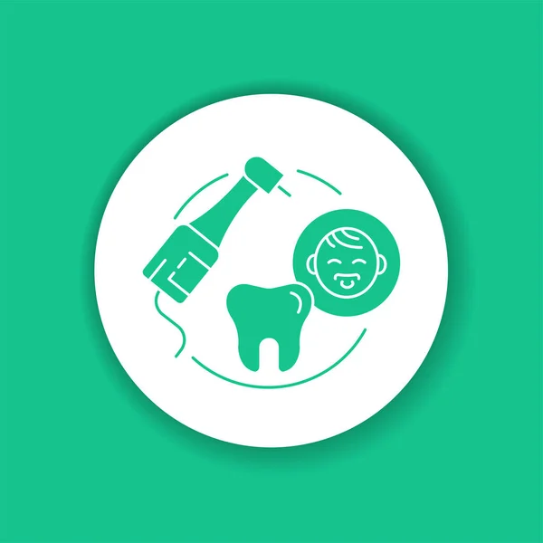 Pädiatrische Zahnheilkunde Farbe Glyphen Symbol Zähne Bei Kindern Kontrollieren Und — Stockvektor