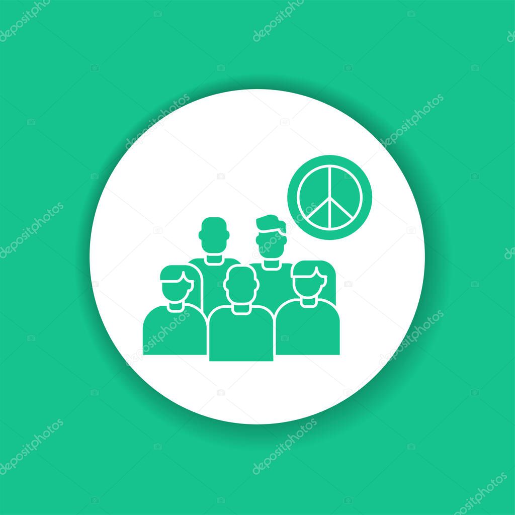 Anti war movement color glyph icon. Peaceful protest. Social protest. Pictogram for web page, mobile app, promo. Editable stroke.