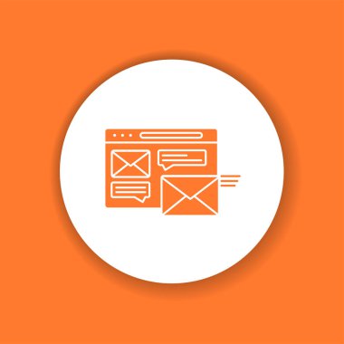 E-posta pazarlama renk simgesi. Sosyal medya konseptinde reklamcılık. Terfi stratejisi. Liner sembolü. Web sayfası için element tuşu, mobil uygulama, tanıtım. UI UX kullanıcı arayüzü