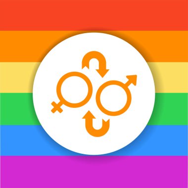 Cinsiyet değiştirme ameliyatı renk sembolü. Cinsiyet değiştirmek için cinsiyet değiştirme operasyonu. Web sayfası, mobil uygulama, sosyal medya için imza