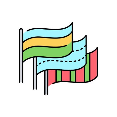 Birleşmiş organizasyon işareti. Sürdürülebilir Kalkınma Hedefleri illüstrasyonu. SDG. Reklam, internet, mobil uygulama ve tanıtım için Pictogram. Vektör ögesi.