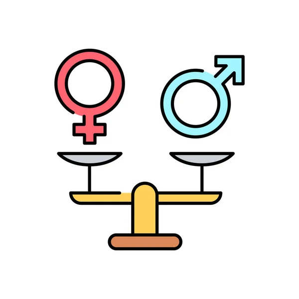 两性平等彩线图标 妇女的权利 企业的社会责任 可持续发展目标 Sdg彩色标志 移动应用程序的象形文字 — 图库矢量图片