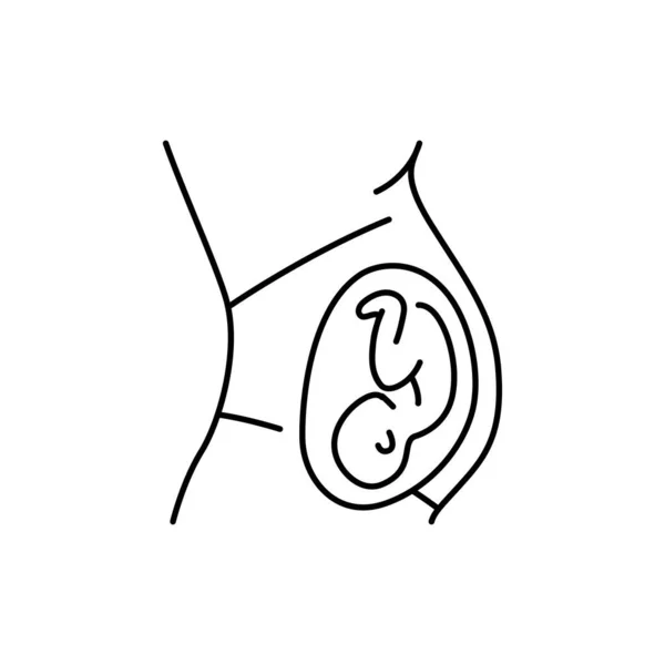 Pregnant Woman Olor Line Icon Embryo Development Pictogram Web Page — Stock Vector