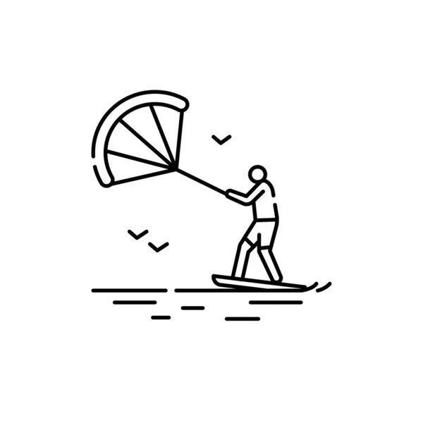 Kitesurfen Farbe Linie Symbol Isoliertes Vektorelement Umriss Piktogramm Für Webseite — Stockvektor