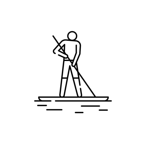 Paddleboarding Kolor Linii Ikona Izolowany Element Wektorowy Piktogram Szkicowy Strony — Wektor stockowy