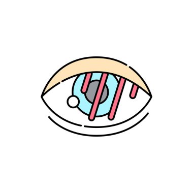 Bulanık görme renk çizgisi simgesi. Bilgisayar kaynaklı tıbbi bir sorun. Web sayfası için piktogram, mobil uygulama, tanıtım. UI UX GUI tasarım elemanı. Düzenlenebilir vuruş.