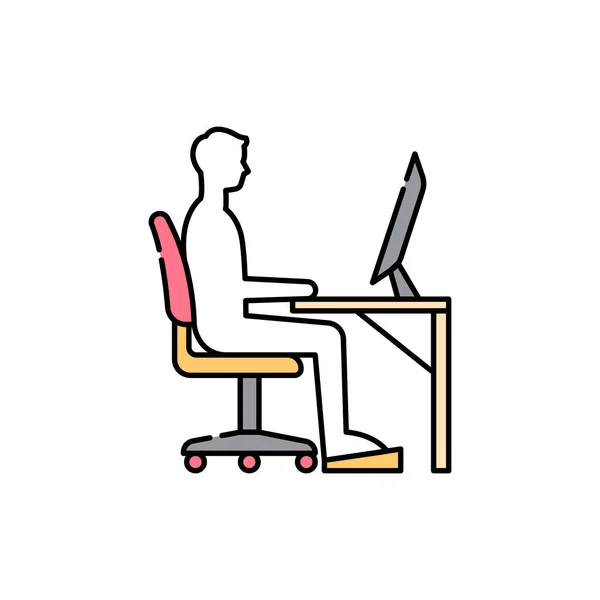 Corrigir Sentado Postura Olor Linha Ícone Pictograma Para Página Web — Vetor de Stock