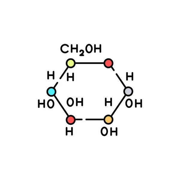 Icono Color Línea Fórmula Glucosa Diabetes Concepto Fórmula Química Estructural — Vector de stock