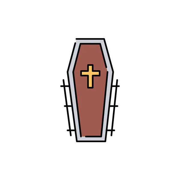 Coffin Lijn Kleur Pictogram Godsdienst Teken Voor Webpagina Mobiele App — Stockvector