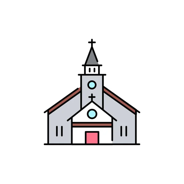 Igreja Edifício Ícone Cor Linha Religião Assine Página Web Aplicativo —  Vetores de Stock