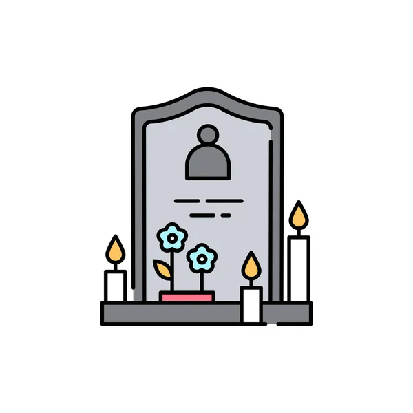 Gravestone Kleur Lijn Pictogram Geïsoleerd Vectorelement Overzicht Pictogram Voor Webpagina — Stockvector