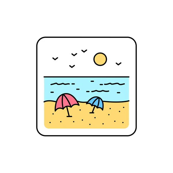 Icona Della Linea Colore Spiaggia Elemento Vettore Isolato Pittogramma Contorno — Vettoriale Stock