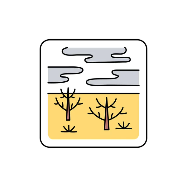 Barren Landschap Kleur Lijn Pictogram Geïsoleerd Vectorelement Overzicht Pictogram Voor — Stockvector