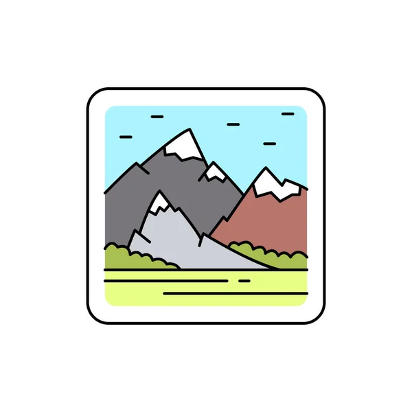 Rocas Paisaje Línea Color Icono Elemento Vectorial Aislado Esquema Pictograma — Archivo Imágenes Vectoriales