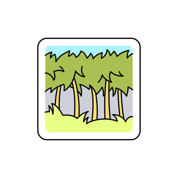 熱帯林色の線のアイコン 分離ベクトル要素 ウェブページ モバイルアプリ プロモーション用ピクトグラムの概要 — ストックベクタ
