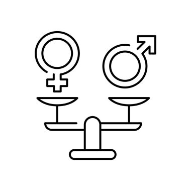 Cinsiyet eşitliği renk çizgisi simgesi. Kadın hakları. Kurumsal sosyal sorumluluk. Sürdürülebilir Kalkınma Hedefleri. SDG renk işareti. Reklam, web, mobil uygulama için resim grafiği