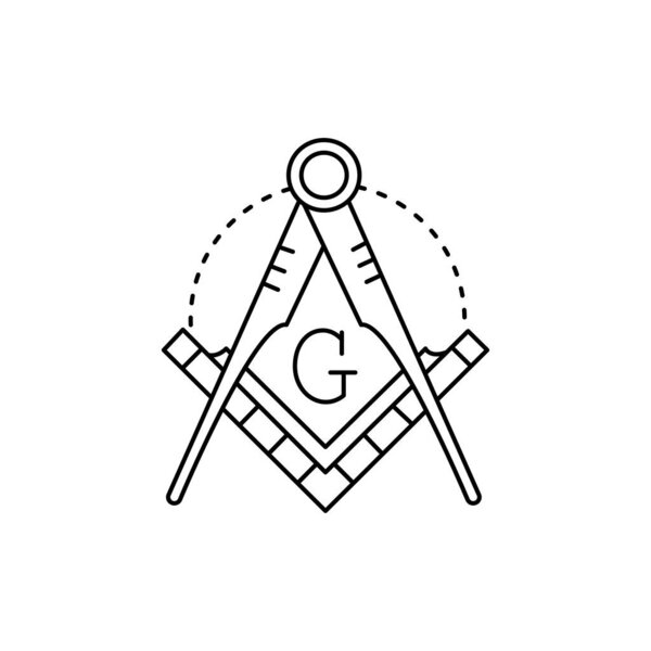 Masonic lodge symbol color line icon. Isolated vector element. Outline pictogram for web page, mobile app, promo
