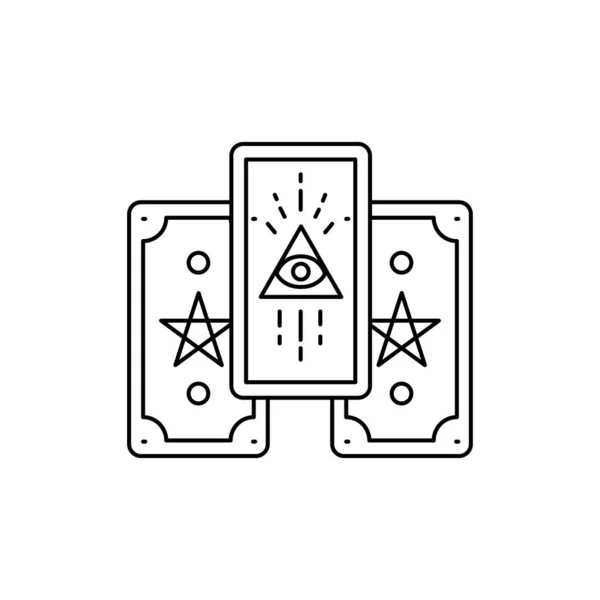 Tarot Kaarten Kleur Lijn Pictogram Geïsoleerd Vectorelement Overzicht Pictogram Voor — Stockvector