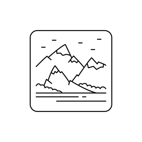 Rotsen Landschap Kleur Lijn Pictogram Geïsoleerd Vectorelement Overzicht Pictogram Voor — Stockvector