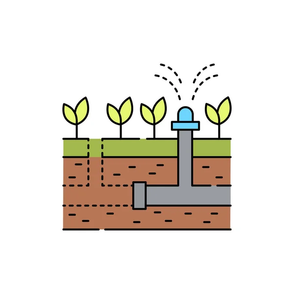 Installazione Sistema Irrigazione Olor Line Icon Servizio Giardino Pittogramma Pagina — Vettoriale Stock