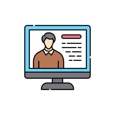 Çevrimiçi kurslar renk çizgisi simgesi. Çocuklar öğreniyor. Web sayfası için piktogram, mobil uygulama, tanıtım. UI UX GUI tasarım elemanı. Düzenlenebilir vuruş.