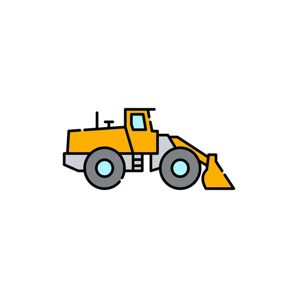 Grader Zeichen Olor Line Icon Straßenbau Piktogramm Für Webseite Mobile — Stockvektor
