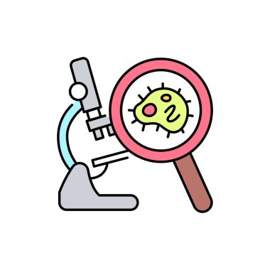 Mikrobiyoloji çizgisi ikonu. İzole vektör ögesi.