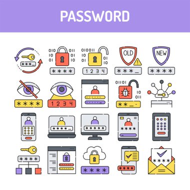 Mistisizm çizgisi simgeleri ayarlandı. İzole vektör ögesi.