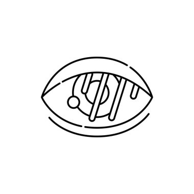 Bulanık görme renk çizgisi simgesi. Bilgisayar kaynaklı tıbbi bir sorun. Web sayfası için piktogram, mobil uygulama, tanıtım. UI UX GUI tasarım elemanı. Düzenlenebilir vuruş.