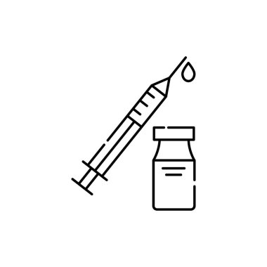 Şırınga kalem çizgisi renk simgesi. Diyabet. Tıbbi ekipman konsepti. Vejetaryen yaşam tarzı. Düzenlenebilir vuruş.