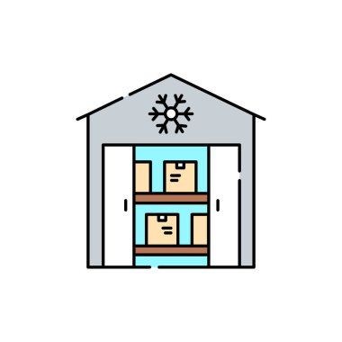 Soğutma deposu renk çizgisi simgesi. Web sayfası için piktogram, mobil uygulama, tanıtım. UI UX GUI tasarım elemanı. Düzenlenebilir vuruş.