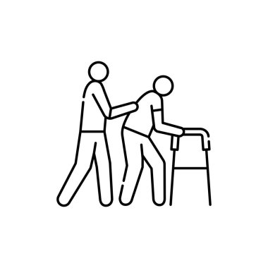 Rehabilitasyon renk çizgisi simgesi. Web sayfası için piktogram, mobil uygulama, tanıtım. UI UX GUI tasarım elemanı. Düzenlenebilir vuruş.