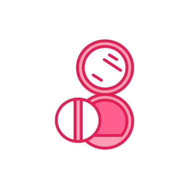 Pudra renkli çizgi simgesi. Dekoratif kozmetik işareti. Güzellik endüstrisi. Profesyonel yüz makyajı.