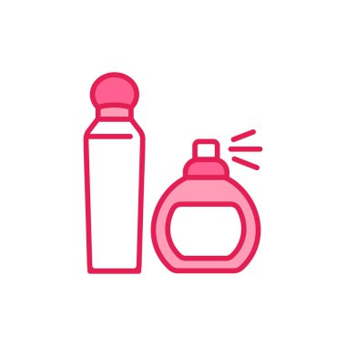 Parfüm şişeleri renk çizgisi simgesi. Parfüm işareti. Kadın kozmetik ürünü. Web sayfası, mobil uygulama, tanıtım için resim grafiği.