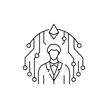 Kurucu kripto para birimi renk çizgisi simgesi. İlk halka arz. Web sayfası için piktogram, mobil uygulama, tanıtım. UI UX GUI tasarım elemanı. Düzenlenebilir vuruş.