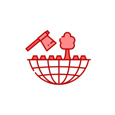 Ormanların yok edilmesi renk çizgisi simgesi. Çevresel sorunlar. Web sayfasını imzala, uygulama. UI UX GUI tasarım elemanı. Düzenlenebilir vuruş.
