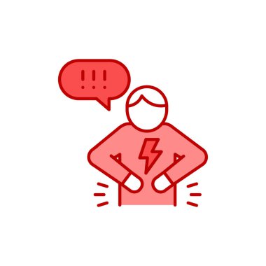 Midesi ağrıyan bir adam. Web sayfası, mobil uygulama için imzala