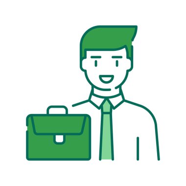 Finans müdürü renk çizgisi simgesi. Web sayfası için piktogram, mobil uygulama, tanıtım. UI UX GUI tasarım elemanı. Düzenlenebilir vuruş.