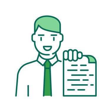 Finansal danışman renk çizgisi ikonu. Yatırım tavsiyesi, tasarruf. Finansal danışmanlık. Web sayfası için piktogram, mobil uygulama, tanıtım. UI UX Arayüz tasarım ögesi.