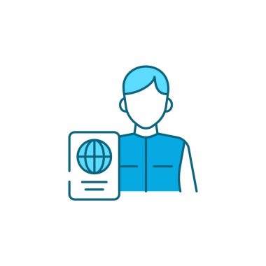 Pasaport denetimi renk çizgisi simgesi. Web sayfası için piktogram, mobil uygulama, tanıtım. UI UX Arayüz tasarım ögesi.