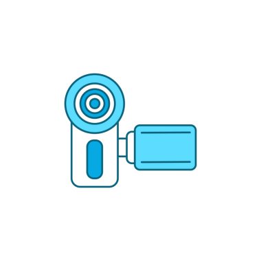 Aksiyon kamerası renk çizgisi simgesi. Elektronik cihaz konsepti. Web sayfası için piktogram, mobil uygulama, tanıtım. UI UX ekranı. Kullanıcı arayüzü görüntüsü.