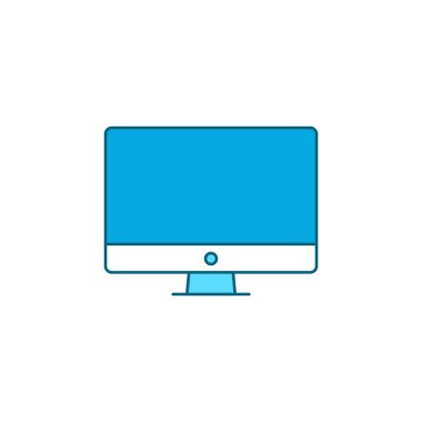 Bilgisayar renk çizgisi simgesini göster. Ön manzara. Elektronik cihaz. Web sayfası için piktogram, mobil uygulama, tanıtım. Düzenlenebilir vuruş.