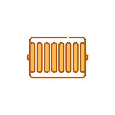 Ev renk çizgisi ikonunda ısıtma kaloriferleri. Ev ısıtması. Web sayfası için piktogram, mobil uygulama, tanıtım. UI UX GUI tasarım elemanı. Düzenlenebilir vuruş.