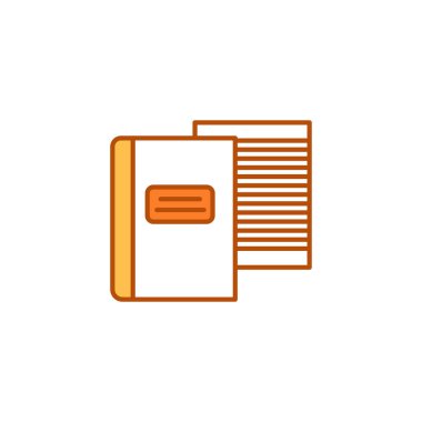 Not defterleri renk çizgisi simgesi. Okul malzemeleri. Web sayfası, mobil uygulama, afiş, sosyal medya için imza